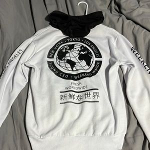 Unknown branded White hoodie with city names on back